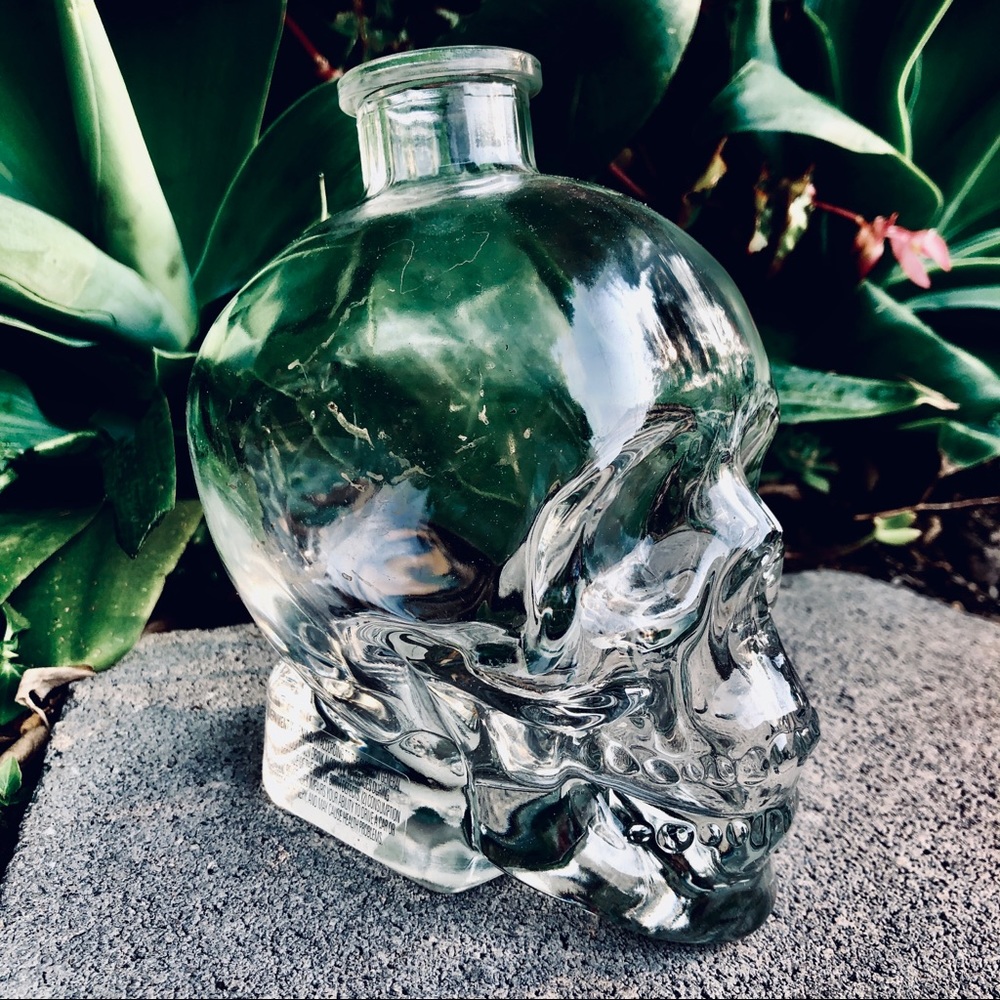 Small Crystal Head Skull Vodka Glass Bottle